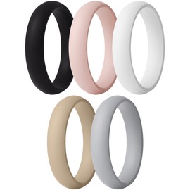 ThunderFit Women’s Silicone Engagement Rings, 5.5mm Wide, 2mm Thick, Wedding Rubber Bands, Variety Multipack 1-7