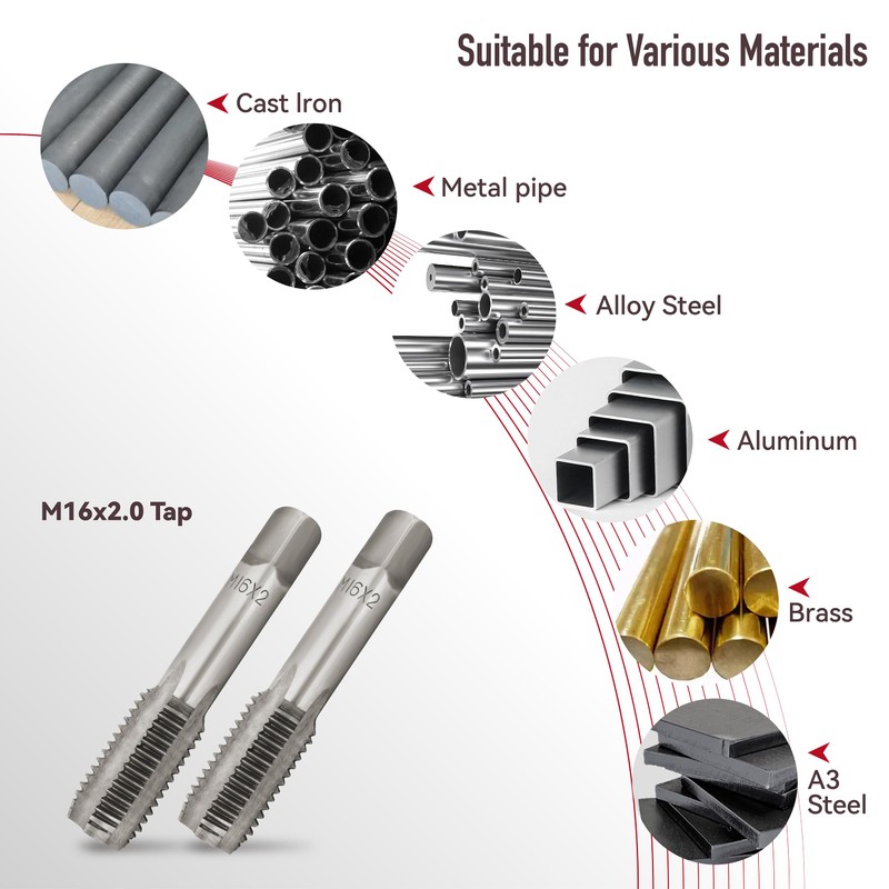 M16x2.0 Tap, M16 Metric Hand Thread Tap, HSS 6542 Right