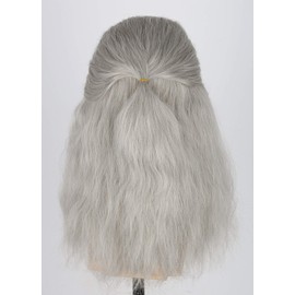 Topcosplay Long Curly Grey Wig for Men Cosplay Wig for Halloween Fancy Dress Party (Grey)