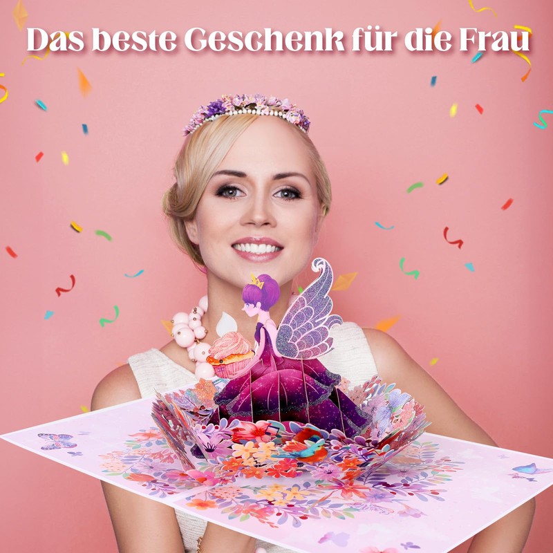 Birthday Card with Music for Girls, Wife, 3D Flower &