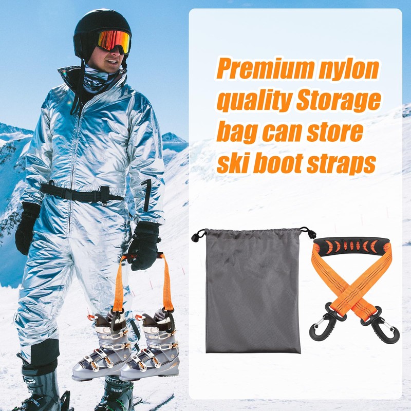 lasuroa 2pcs Ski Boot Carrier Straps with Storage Bag, Portable