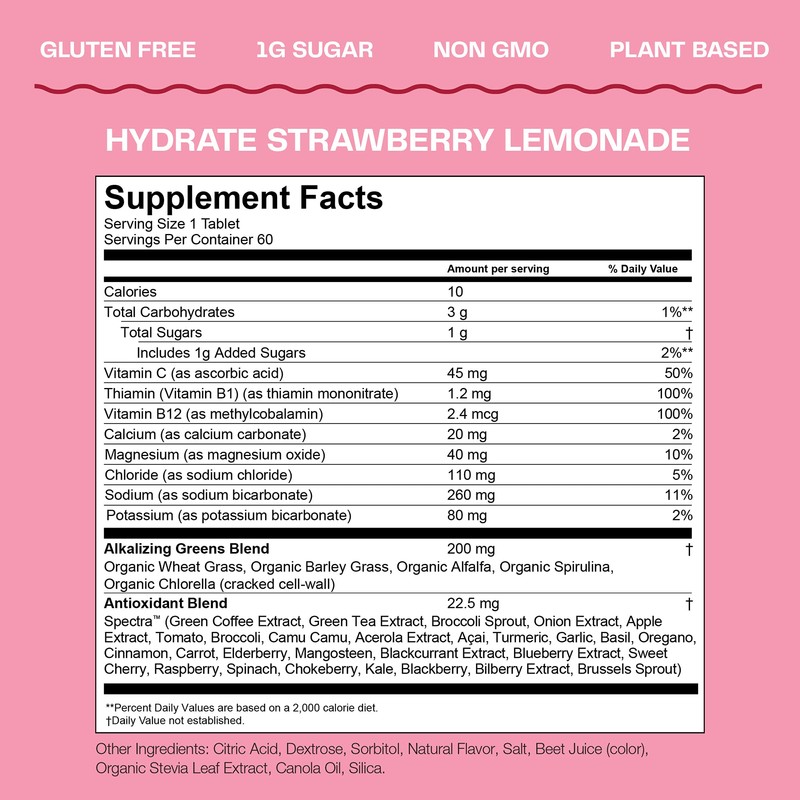 Amazing Grass Electrolyte Tablets, Fizzy Greens Water Flavoring Tablet with