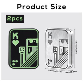 2pcs Metal Poker Fidget Slider Toys, Metal Poker Push Card with Silver KK and Black KK Funny EDC Magnetic Metal Fidget Toys Stress Relief Toy