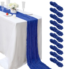 10 Pcs Royal Blue Cheesecloth Table Runner 10FT Boho Gauze Table Runner Romantic Cheese Cloth Table Runners Rustic Sheer Runner for Wedding Engagement Bridal Shower Baby Shower Birthday Party Décor