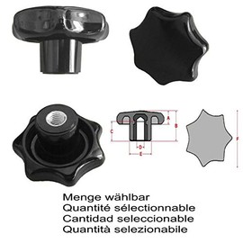 Star Grip Nut M8 Diameter 40 mm DIN6336 K Black Steel Thread Pack of 5