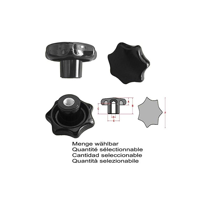 Star Grip Nut M8 Diameter 40 mm DIN6336 K Black