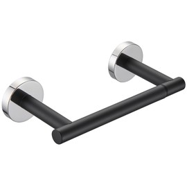 Cobbe Black & Chrome Toiler Paper Holder Wall Mount, Double Post Pivoting Toilet Paper Roll Holder Fit for Any Place, Bathroom Toilet Paper Holder,SUS 304 Stainless Steel