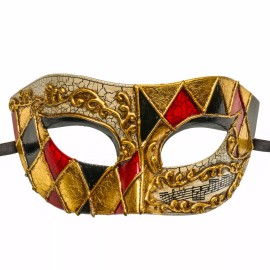 GIFTSHOP101 Gold Black Classic Musical Venetian Eye Mask for Masquerade Ball
