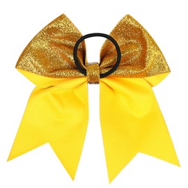 Glitter Cheer Bow Girls Hair Bows Ponytail Holder Hair Ties cheer bows, cheerleader bows for girls.(FS22) (Glitter Cheer Bow Gold)