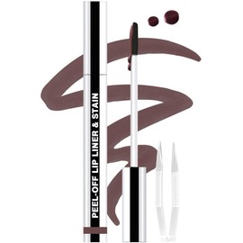 QCMME Lip Stain Peel Off Lip Liner Stain with Tweezer, Long Lasting Matte Lip Tint Tattoo, Highly Pigmented Color Lip Makeup, Waterproof Lipstick, Transfer-proof Lipstain for Women, Brown