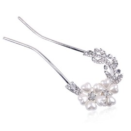 Miaomyao U-shaped Hair Ornament, Pearl Bijou, Flower, Wedding, Party, Kimono, Dress, Furisode, Tomesode, Yukata, Hair Accessory (Flower)