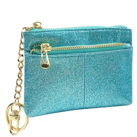 Beurlike Womens RFID Coin Purse Change Wallet Small Leather Card Holder Keychain, Star Teal, Small, Fashion