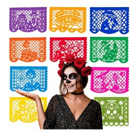 Papel Picado Colores Día De Muertos Decoración 100pz 36x25cm