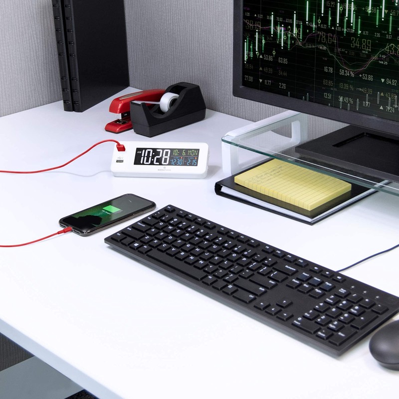 MARATHON Fast Charging Dual USB Alarm Clock