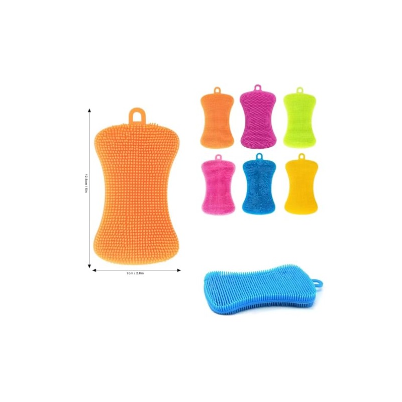 6 PCS Silicone Dish Sponges, Super Durable Safe and Dry
