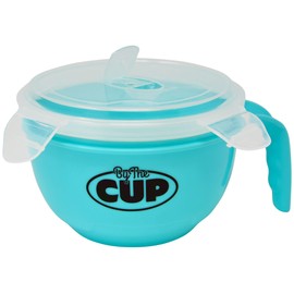 By The Cup Microwave Bowl with Handle, Locking-Clip Lid, and Steam Release Vent, BPA-free- (Pack of 3)