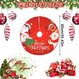 Christmas Tree Blanket, Round Christmas Tree Skirt, 90 cm Christmas Tree Blanket, Fluffy Christmas Blanket for Christmas Tree, Carpet Christmas Tree Underlay, Festive Decoration for Your Home (Red)