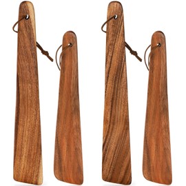 Tebery 4 Pack Small Wood Flipper Teak Wood Spatula Set for Cast Iron, 10 Inch 12 Inch Flat Wooden Turner Multipurpose Wood Cooking Utensil for Flipping, Serving, Scraping & Turning