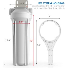 Universal SimPure 10" x 2.5" Whole House Water Filter Housing System w/ 4 Sediment Filter