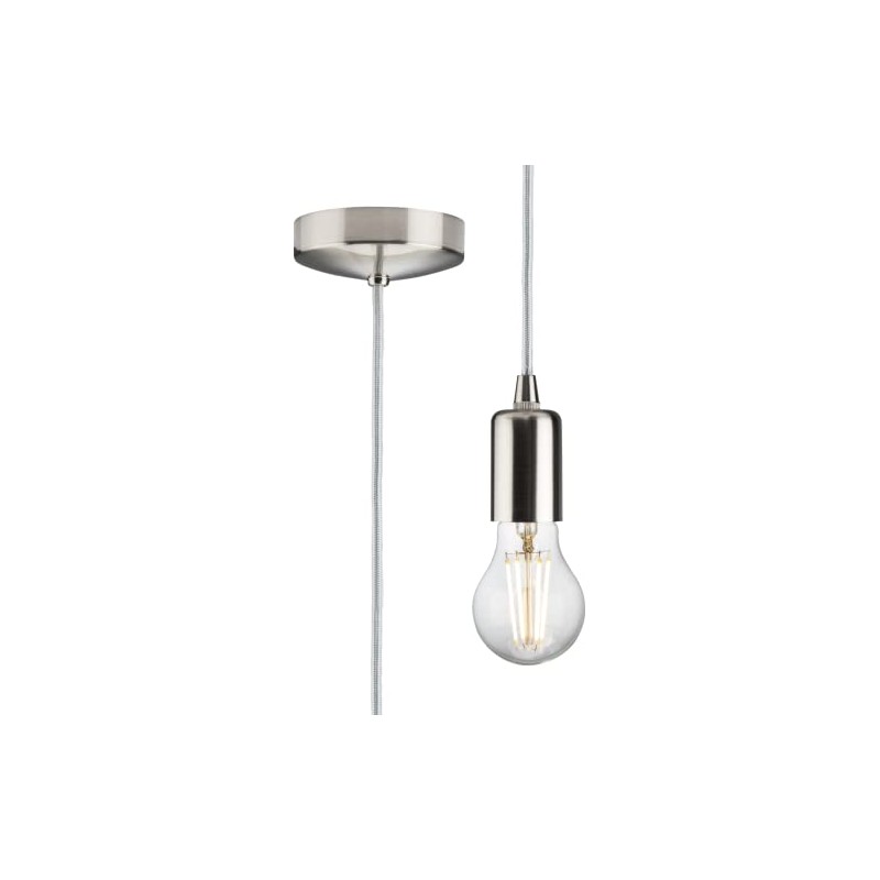 Knightsbridge 1.8m E27 Contemporary Pendant Set - Brushed Chrome 8270L