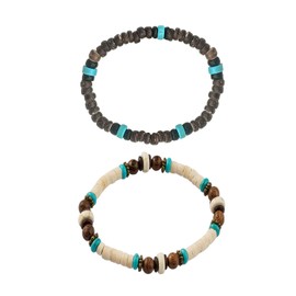 JTMKYO 2 Pieces Surf Bracelets and 1 Piece Gift Box, Bohemian Beaded Bracelets, Hippie Surf Beach Bracelets, Stylish Retro Friendly Bracelets for Men Women