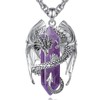 INFUSEU Crystal Dragon Necklace, Nordic Dragon Wrapped Cylinder Gemstone, Crystal