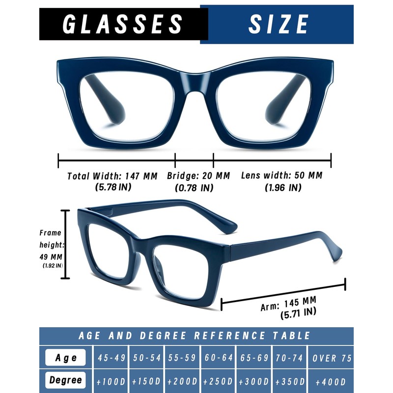 Hubeye Oprah Style Reading Glasses for Women Men Blue Light