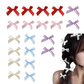 ALLVD Ribbon, Hair Clip, Bowknot, Hairpins, Set of 20, 5 Colors, Mini Ribbon, Cute, Fashionable, Women's, For Parties/Events/Recitals/Graduations/Birthdays/Weddings