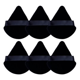Make Up Puff 6 Pieces, Powder Puff Washable Make Up Sponge for Loose Powder, Soft Body Cosmetic Foundation Wet Dry Makeup Tool (6 Pieces Black)