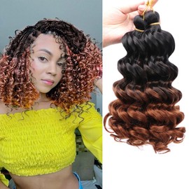 Short Bob Boho Hairstyle Italian Curl Synthetic Crochet Hair French curl Box Braiding Boho Hairstyle For Black Woman 12inch 300gram Full Head Short Curly Braiding Hair Extension (OT1B/30)