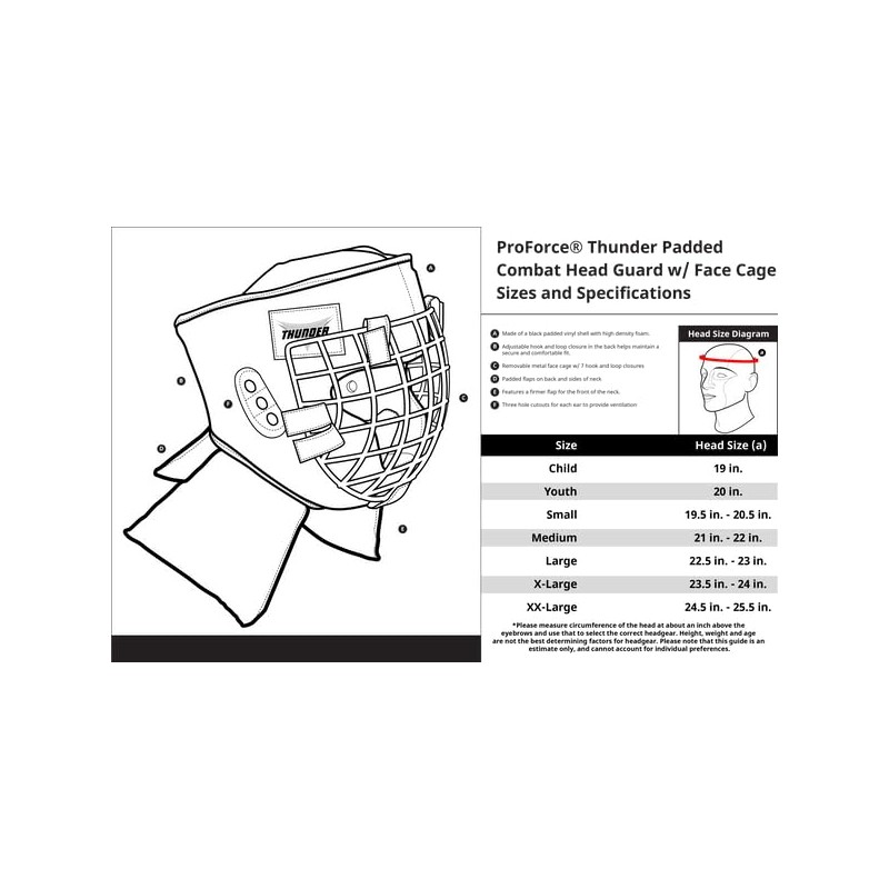 ProForce Thunder Padded Combat Head Guard with Face Cage -