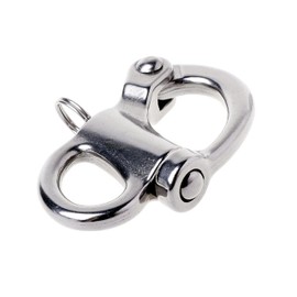 2/4 Pcs Marine 316 Stainless Steel Fixed Eye Snap Shackle, 35mm /52mm/69mm/96mmQuick Release Boat Anchor Chain Eye Jaw Swivel Stainless Snap Shackle Hook (2Pcs, Length: 52mm)