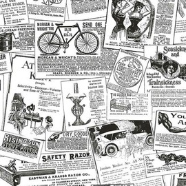 Antique Newsprint in Black and White - BK32083
