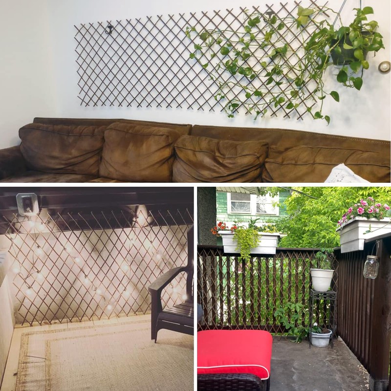 Helprise Expandable Willow Lattice Fence Panel Plant Support Garden Trellis