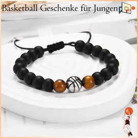 PDTU Football Basketball Gifts Boys, Football Basketball Bracelet Gifts for Boys Children Teenagers Basketball Player Footballer for Birthday Christmas Graduation School, Stone, Tiger's Eye