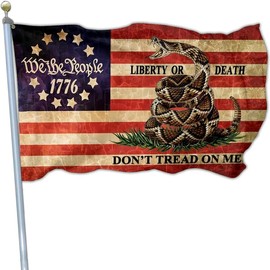 Dont Tread on Me Flag We The People 1776  Flags for Outside 3x5 Double Sided 4th of July Flag Outddor House Yard Decoration Banner - Color: 3Ply Flag, Size: One Size