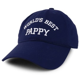 Trendy Apparel Shop World's Best Pappy Embroidered Low Profile Soft Cotton Baseball Cap, Navy, One Size