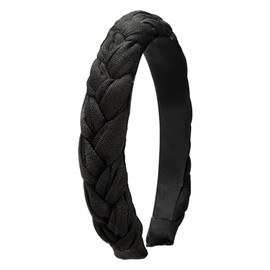 Alpenflüstern ADV141 Costume Braided Headband Linen Look Women's Hair Accessories Non-Slip Braided Headband for Dirndl (Black)