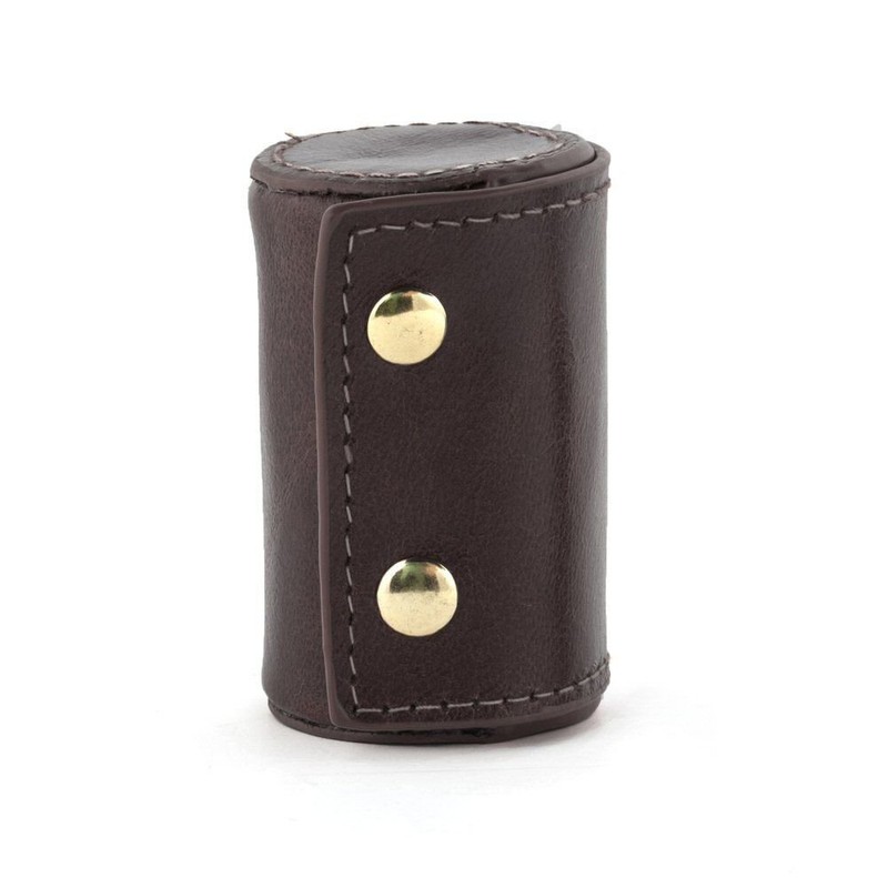 Kikkerland Shot Glasses with Leather Protective Case, Brown