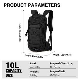 Mardingtop10L Small Tactical Molle Hydration Backpack,Cycling Backpack for Biking,Cycling and Running EDC Daypack