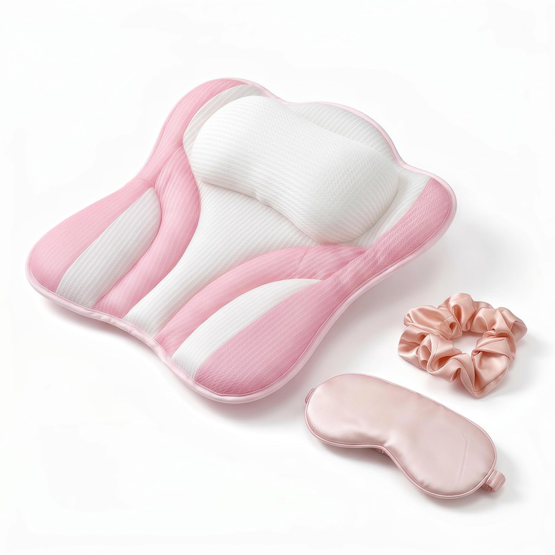 Kadiby Pink White Bath Bathtub Pillows for Tub Head and