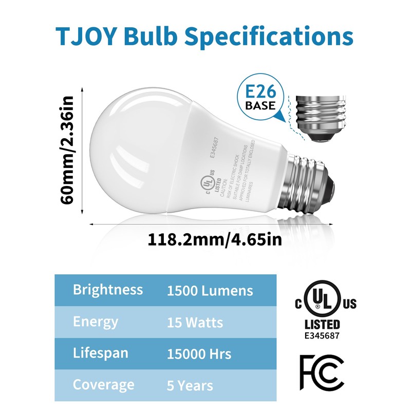 TJOY 24 Pack LED Light Bulbs, 100 Watt Equivalent A19,
