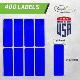 Royal Green Rectangular Sticker Color Coded Write on Labels for Organizing, Moving, & Mailing, 3x1 inch Stickers Writable Labels & Tags for Home, Office, and School Projects, 400-Pack (Green)