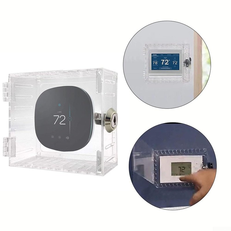 Universal Thermostat Guard with Lock, Clear Acrylic Thermostat Lock Box