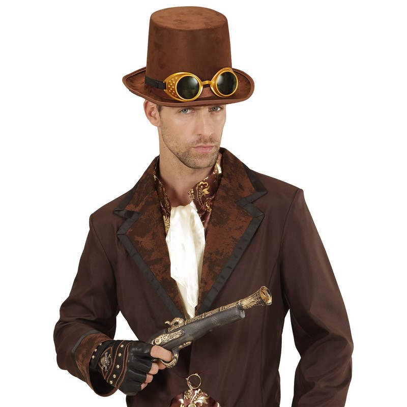 Felt Steampunk Top Hat With Goggles Victorian Fancy Dress Costume