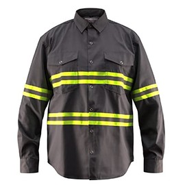 Just In Trend Premium High Visibility Hi Vis Reflective Safety Work Shirts - Long Sleeve (2X-Large, Dark Grey)