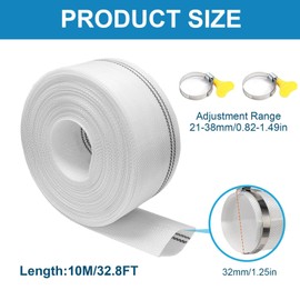 Woven Hose, Hose 1 1/4 Inch, 10 m Flat Hose with Stainless Steel Pipe Clamps, for Submersible or Sewage Pumps (32 mm Inner Diameter)