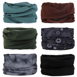 Seamless Bandanas, Scarves, Headbands, Gaiters, Balaclavas, Face Masks, Headgear, Multifunctional, Seamless, Elastic, UV-Resistant, for Yoga, Running, Hiking, Cycling, Motorcycling, Pack of 6, multicolour