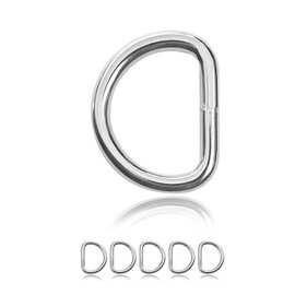 D Ring Made of Steel, Set of 5, Material Thickness 5 mm, DIY Dog Collar, Rustproof, Ideal with Paracord 550, Colour Silver
