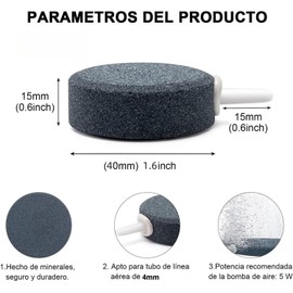 THJOPOKEEL Piedras Difusoras de Aire Redondas de 1,6 Pulgadas para Acuarios y Sistemas Hidropónicos, Alta Eficiencia en Oxigenación para Agua Dulce y Salada (6)